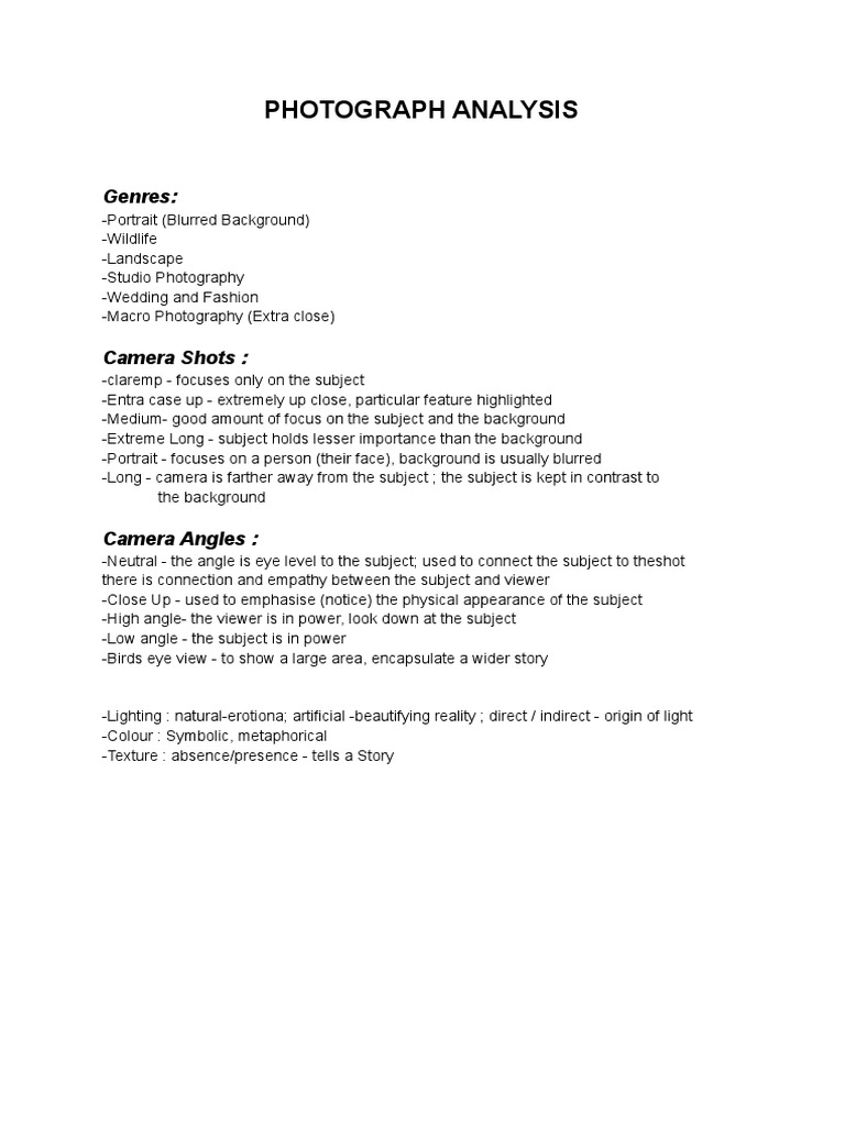 Photograph Analysis: Genres | PDF | Language Arts & Discipline | Art