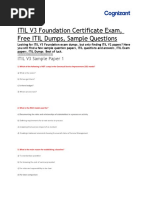 ITIL V3 Foundation Certificate Exam, Free ITIL Dumps, Sample Questions