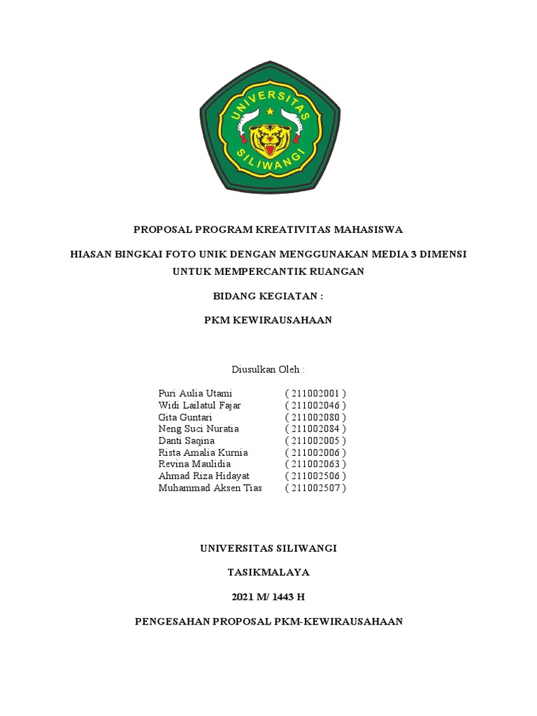 Proposal PKM Kewirausahaan Usaha | PDF | Seni