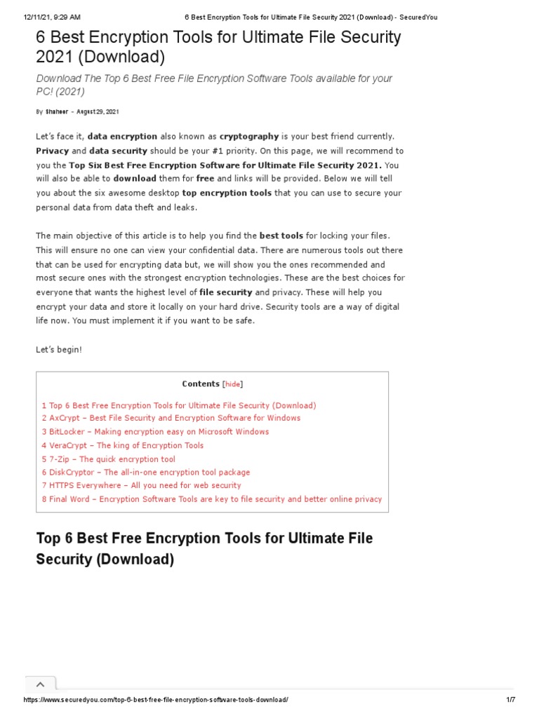 Top Free Encryption Tools 2021 | PDF | Encryption | Computer File