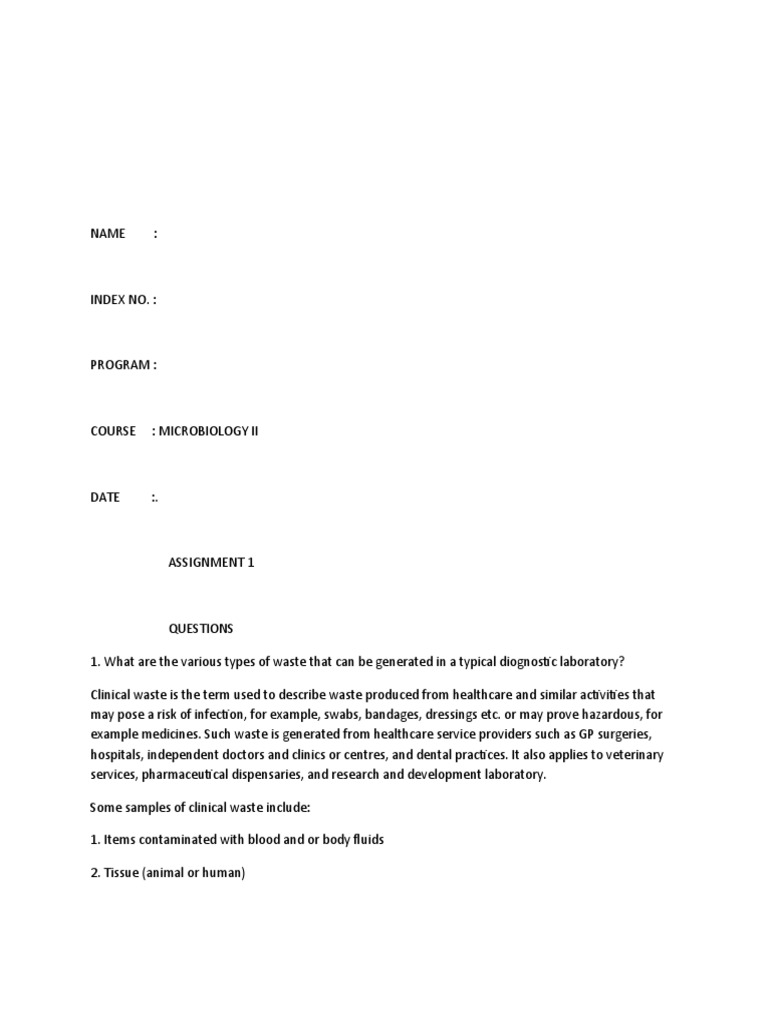 Microbiology Assignment 1 | PDF | Recycling | Waste