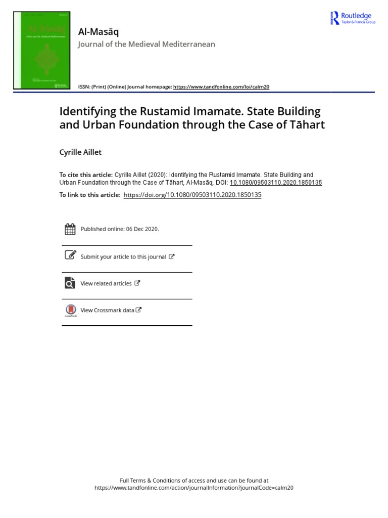 Identifying The Rustamid Imamate. State Building and Urban Foundation ...