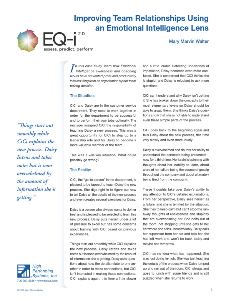 Improving Team Relationships Using An Emotional Intelligence Lens | PDF ...