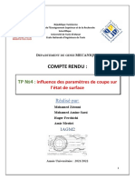 Compte Rendu:: Influence Des Paramètres de Coupe Sur L'état de Surface