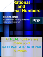Learning Target:: Students Can Identify Numbers As Being Rational or Irrational