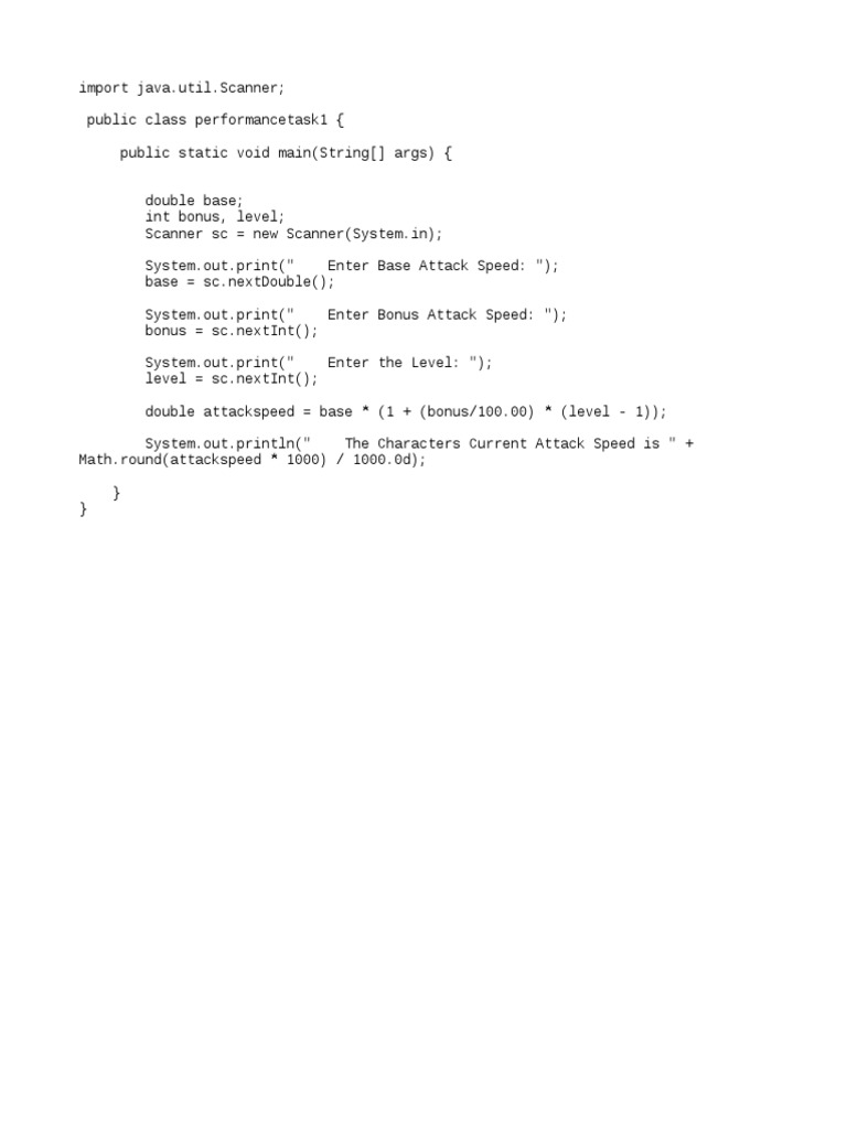 Calculate Character Attack Speed in Java | PDF