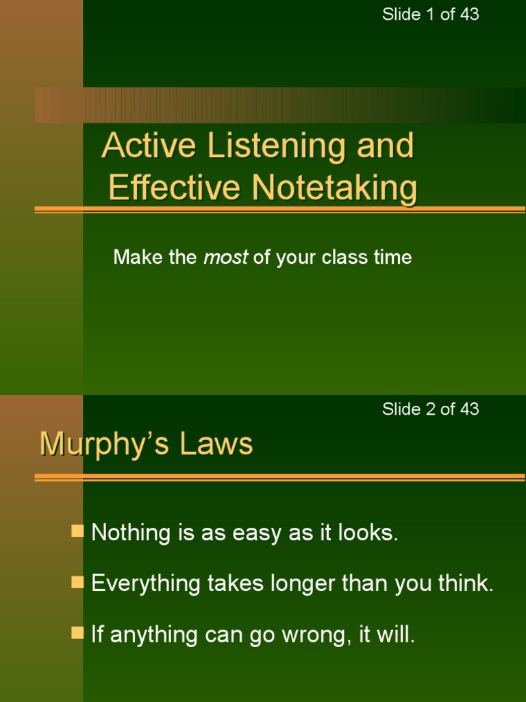 Listening and Note Taking | PDF