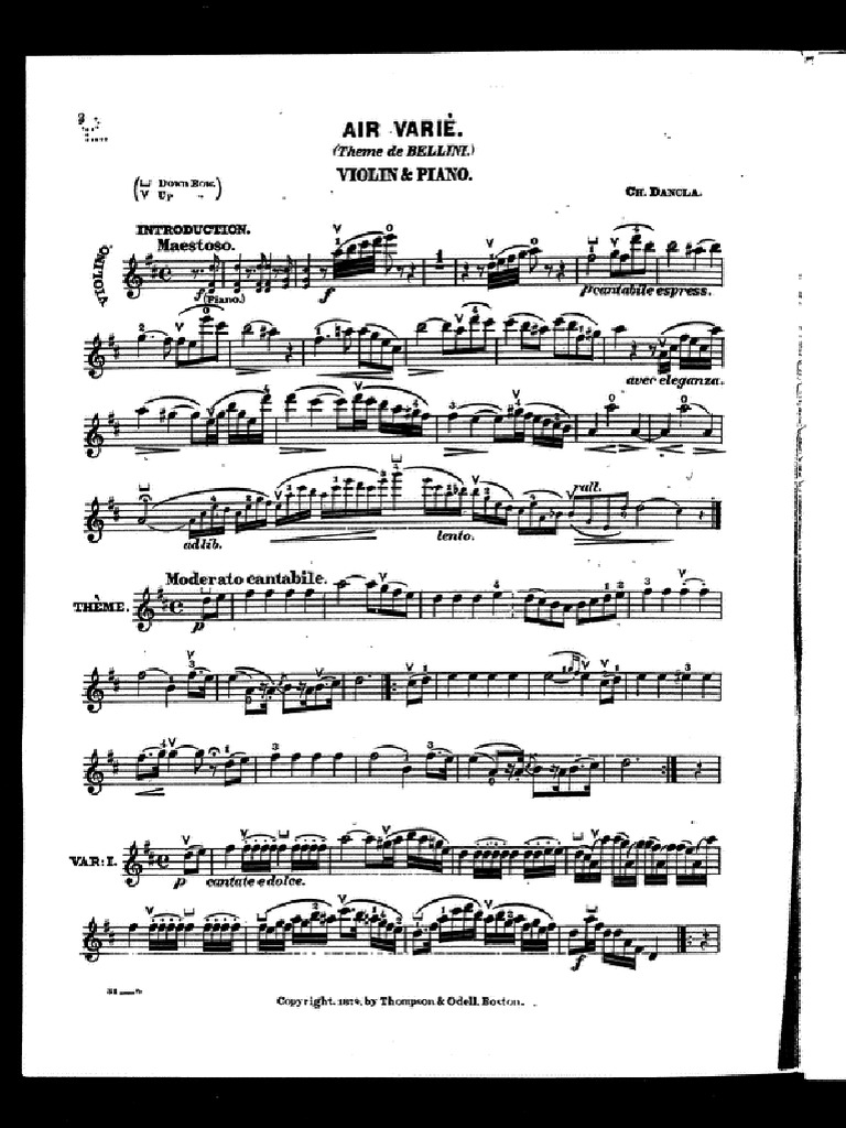 Dancla Air Varie Theme Bellini Violin & Pno Part PDF