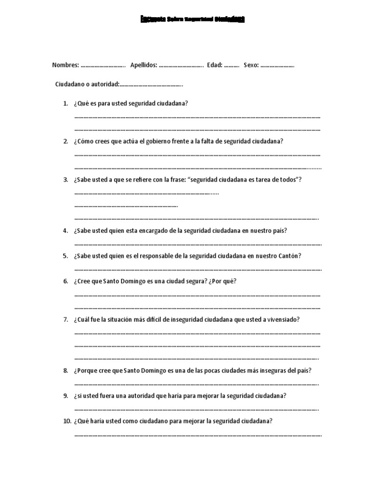 Encuesta de Seguridad Ciudadana | PDF