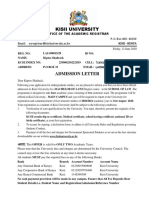 Kisii University: Admission Letter