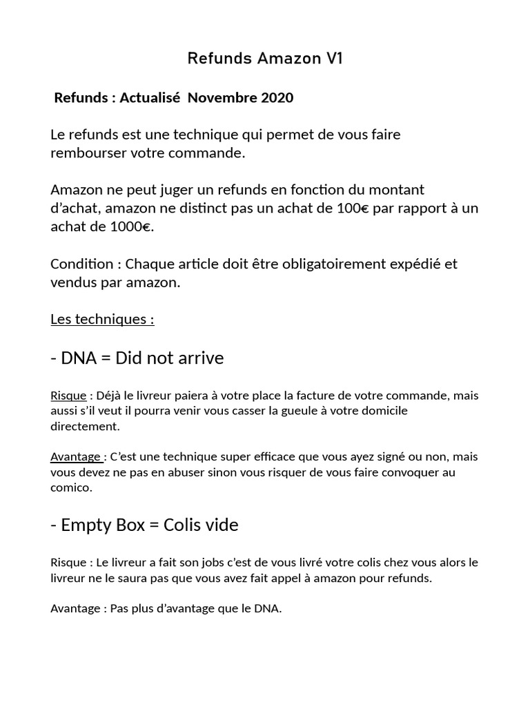 Amazon Remboursement PDF