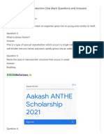 Aakash ANTHE Scholarship 2021: 2nd PUC Biology Reproduction One Mark Questions and Answers