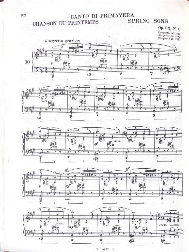 Canto Di Primavera Mendelssohn PDF
