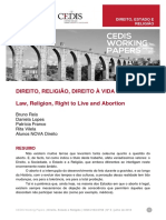 CEDIS Working Paper DER Direito Religião Direito À Vida e Aborto