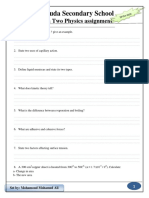 Al-Huda Secondary School: Form Two Physics Assignment