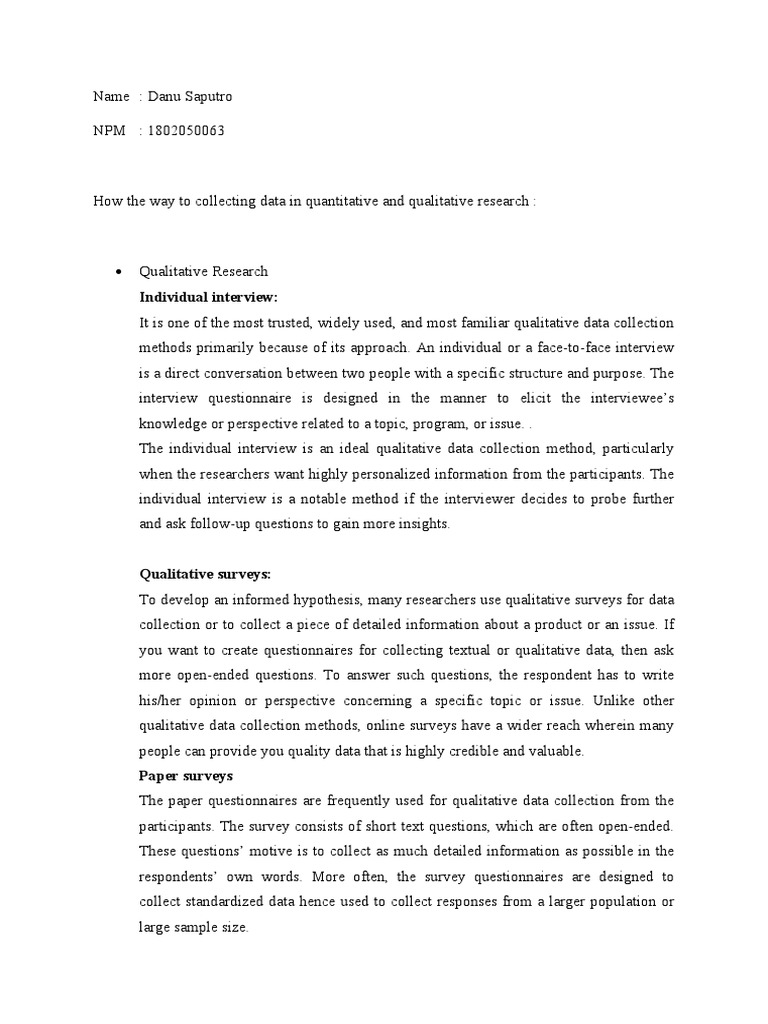 How The Way To Collect Quantitative and Qualitative Research | PDF ...