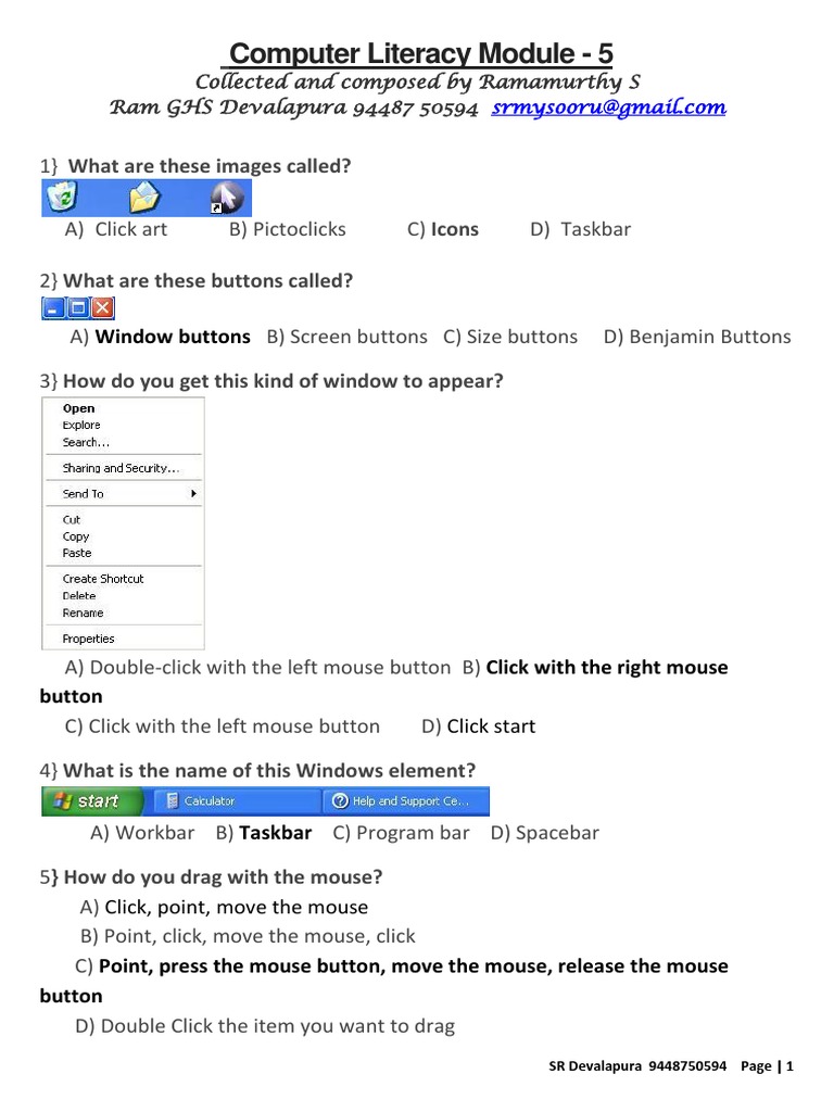 Computer Basics Quiz | PDF | World Wide Web | Internet & Web