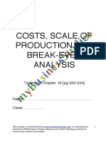 Costs, Scale of Production and Break-Even Analysis: Textbook, Chapter 18 (PG 222-234)