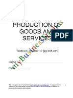 Production of Goods and Services: Textbook, Chapter 17 (PG 208-221)