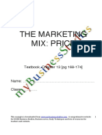 The Marketing Mix: Price: Textbook, Chapter 13 (PG 168-174)