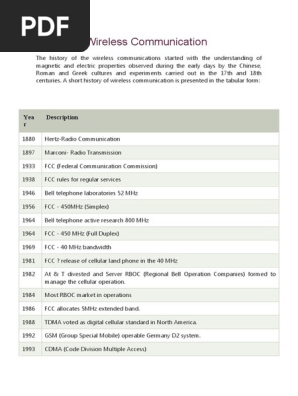History of Wireless Communication | PDF | Mobile Phones | 4 G