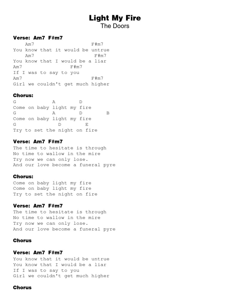 Light My Fire (Chords)