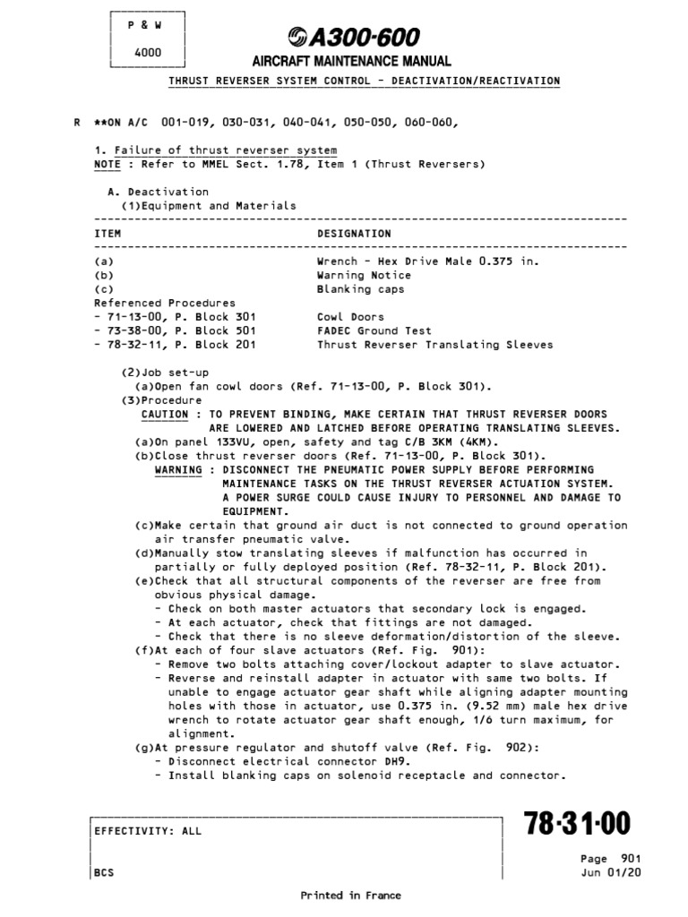 Thrust Reverser System Control - Deactivation-Reactivation | PDF ...