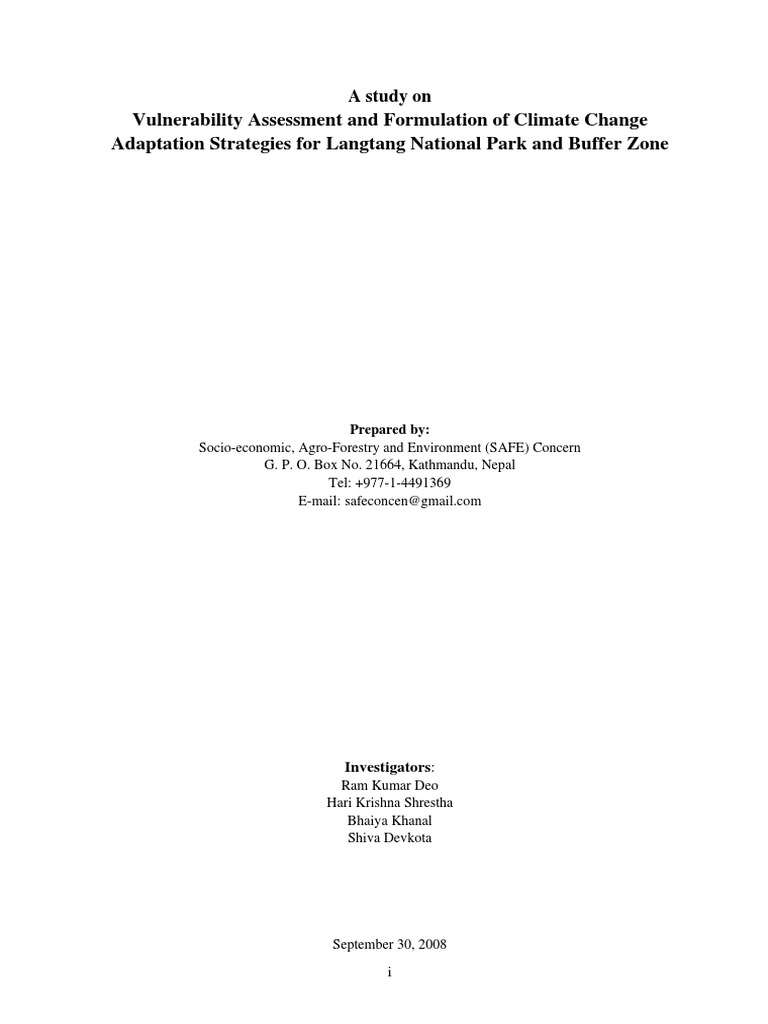 Climate Change Adaptation in Langtang | PDF | Greenhouse Gas | Climate ...