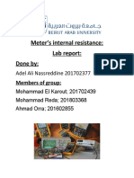 Meter's Internal Resistance: Lab Report:: Done by