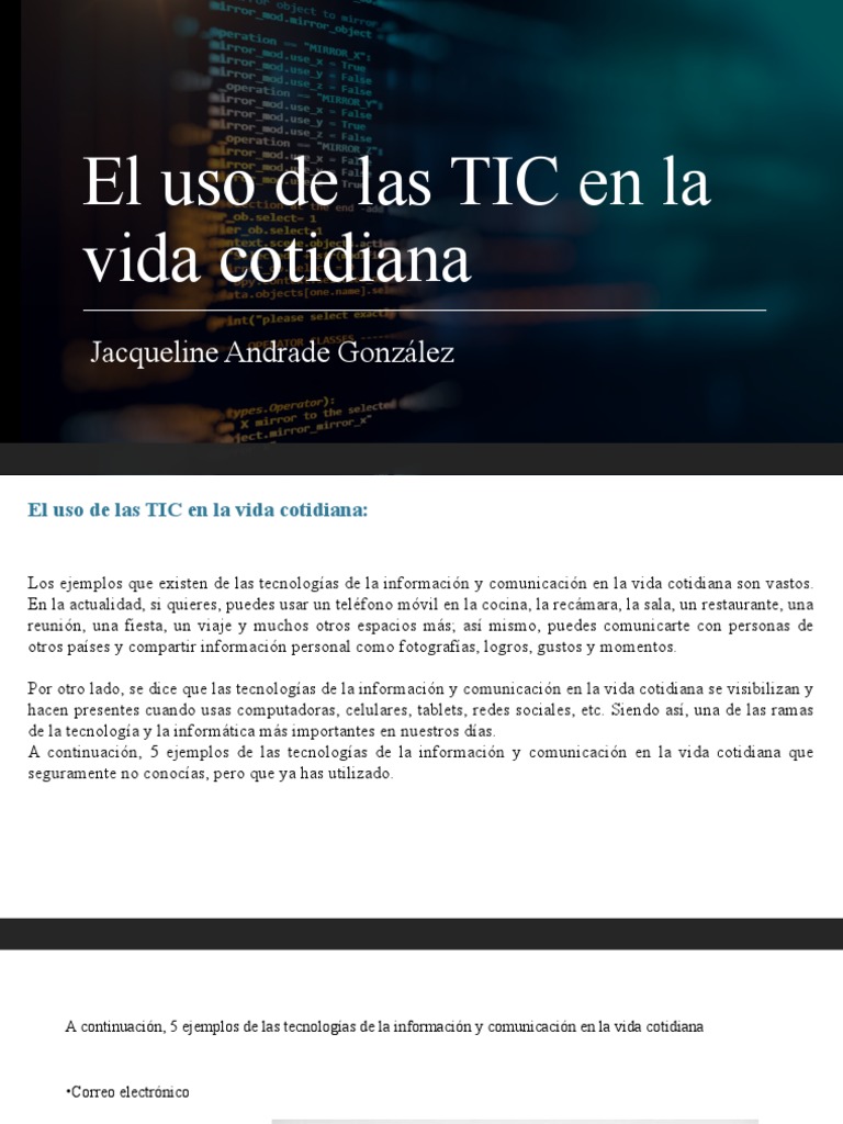 El Uso de Las TIC en La Vida Cotidiana | PDF | Tecnología de ...