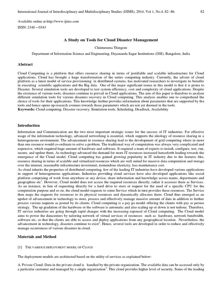 Tools for Cloud Disaster Management | PDF | Cloud Computing | Platform ...