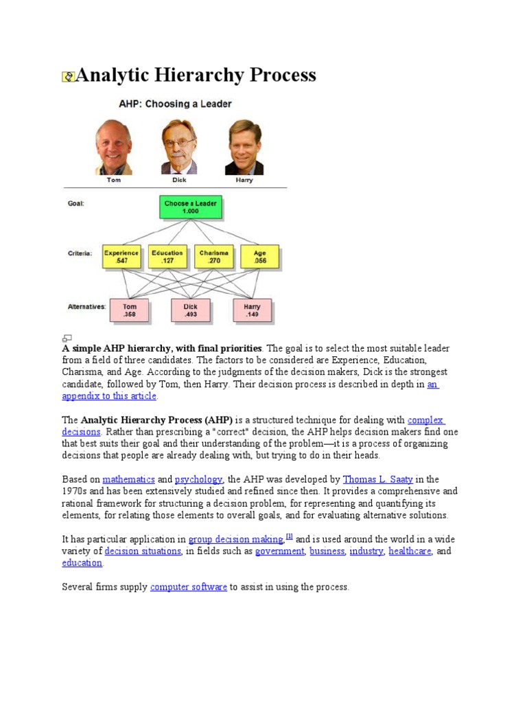 Analytic Hierarchy Process Overview | PDF | Cognition | Business