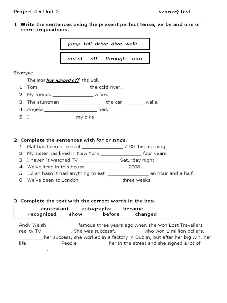Present Perfect Tense Practice Test | PDF | Art