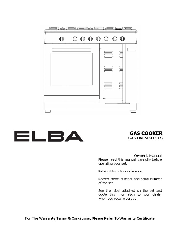 Gas Cooker Owner's Manual PDF Oven Ac Power Plugs And Sockets