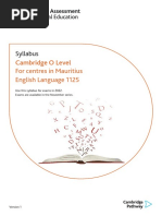 Syllabus: Cambridge O Level For Centres in Mauritius English Language 1125