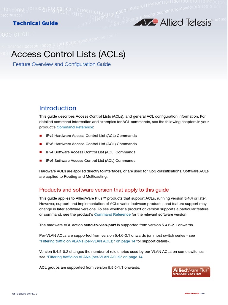 Access Control Lists (Acls) Feature Overview and Configuration Guide PDF Ip Address Port