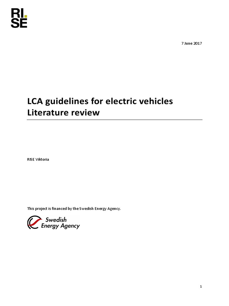 Bilaga 3, LCA Guidelines For Electric Vehicles Literature Review