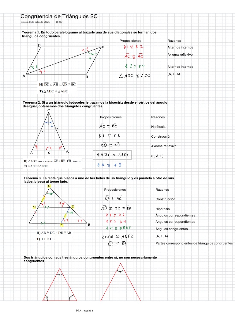 Teoremas y ejercicios de triángulos | PDF | Triángulo | Geometría