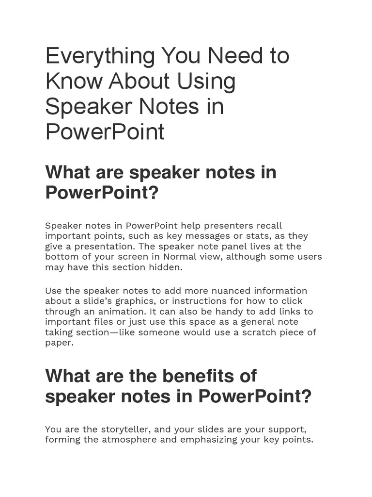 Speaker Notes in PowerPoint PDF