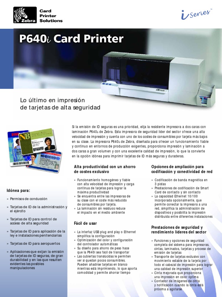 +MANUAL DE ESPECIFICACIONES IMPRESORA ZEBRA P640I..ID SMART TECH