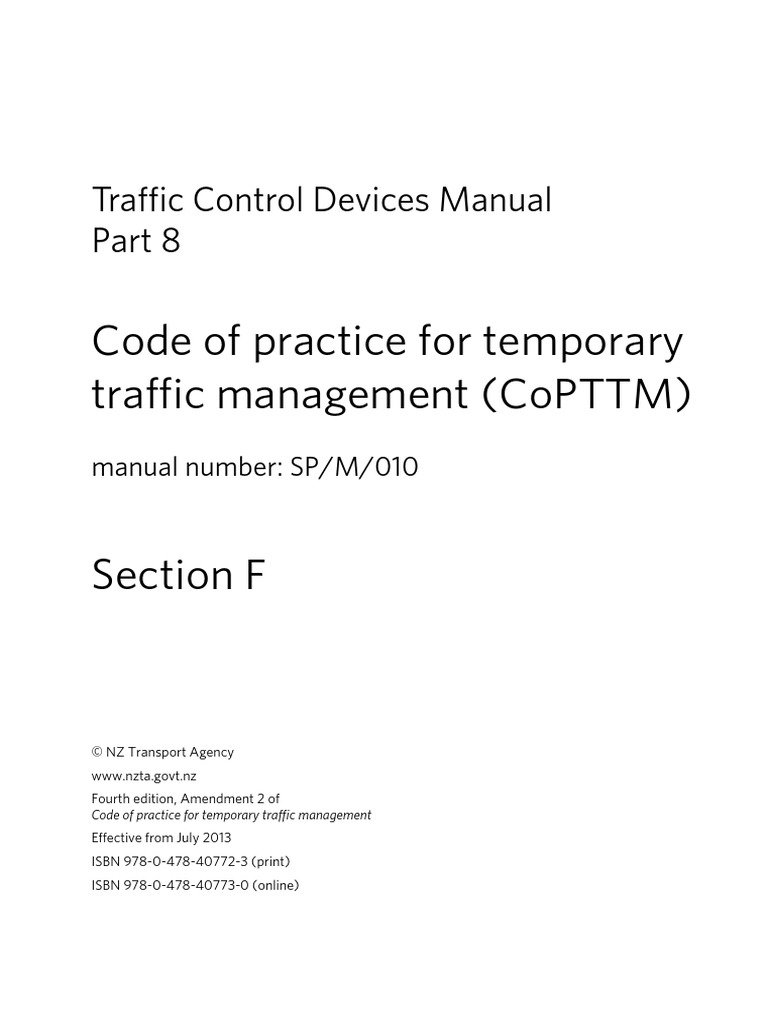 Code of Practice For Temporary Traffic Management (Copttm) : Traffic ...
