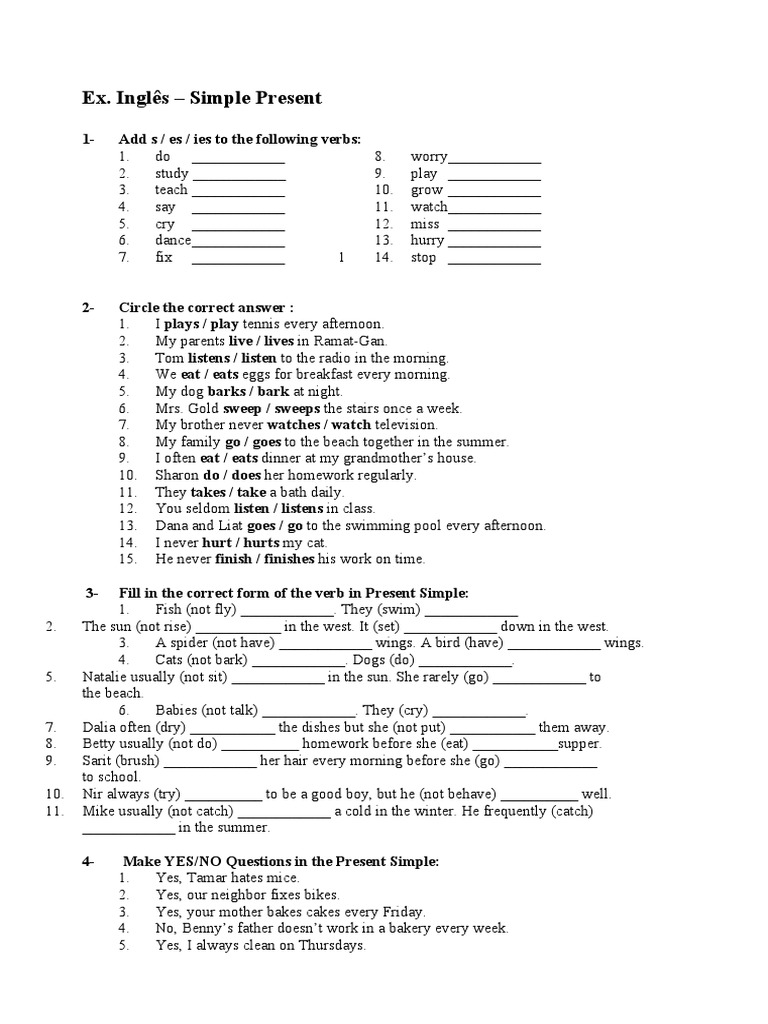 Ex Simple Present | PDF