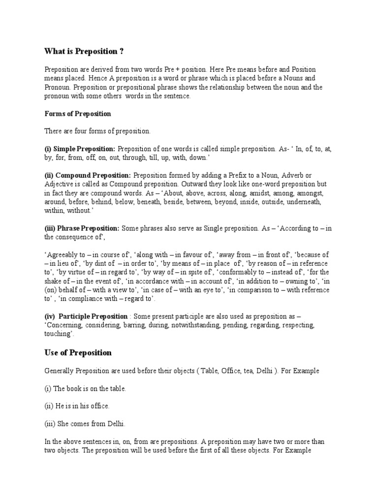 What Is Preposition | PDF | Preposition And Postposition | Noun