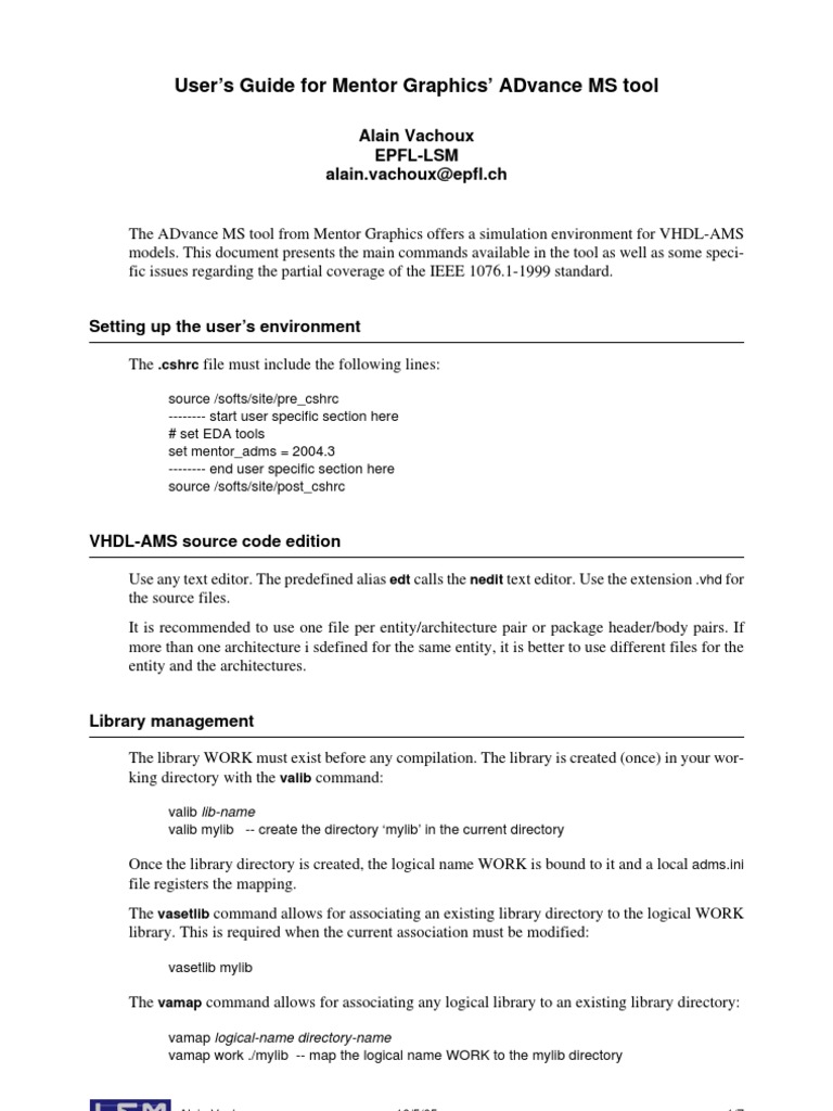 Mentor Graphics ADvance MS User Guide | PDF | Computer Simulation ...