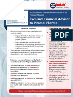 Exclusive Financial Advisor To Piramal Pharma
