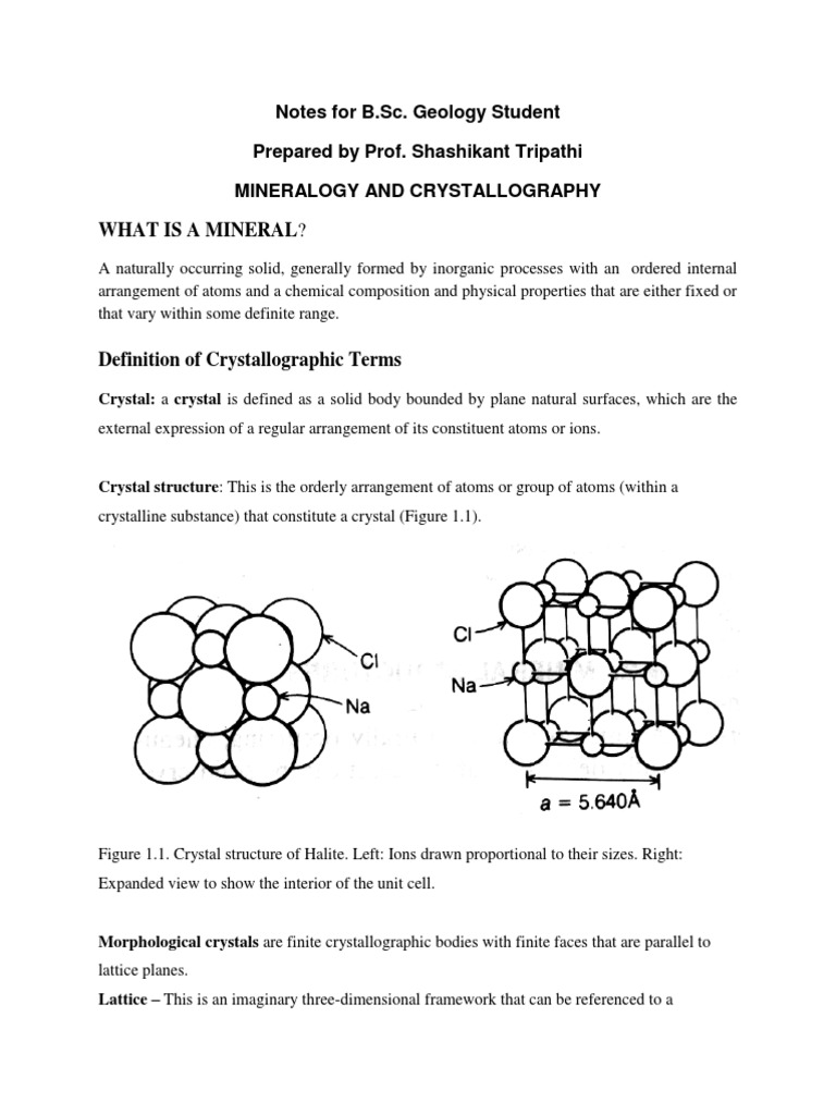 Mineralogy and Crystallography Notes | PDF | Crystal Structure ...