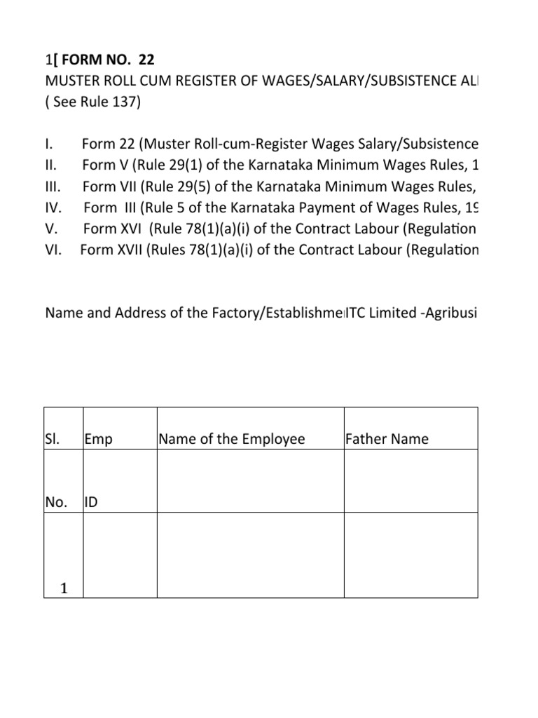 Form-22 Format | PDF | Employment | Labor