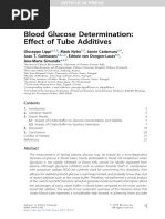 Lippi G, Et Al. (2018) - Blood Glucose Determination Effect of Tube Additives. Advances in Clinical Chemistry.