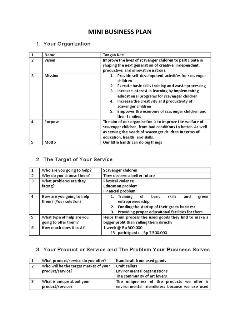 Mini Business Plan Group 5 PDF Marketing Economies