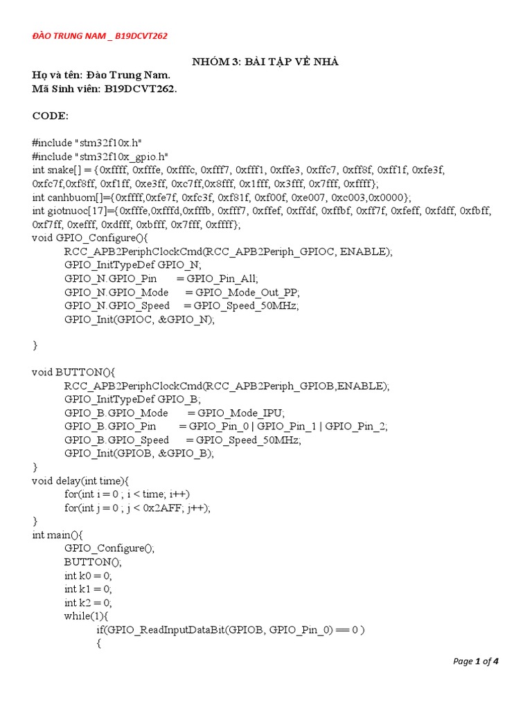 STM32 LED Control Code Example | PDF | Paris | Vietnam